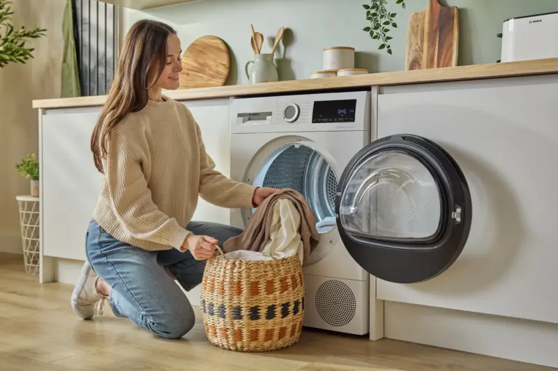 Bosch tumble dryer in a home laundry area